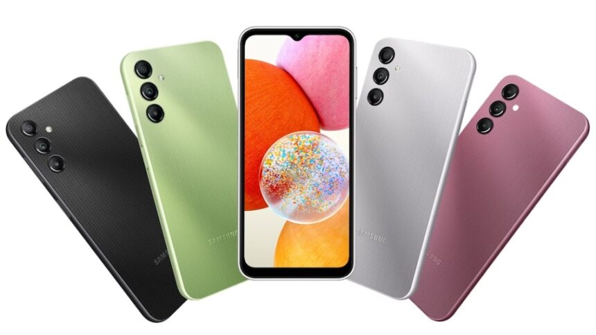 a group of four different colored smartphones.